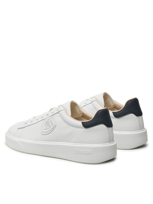 BUCK Baskets en cuir blanc/bleu marine - Chaussures Homme