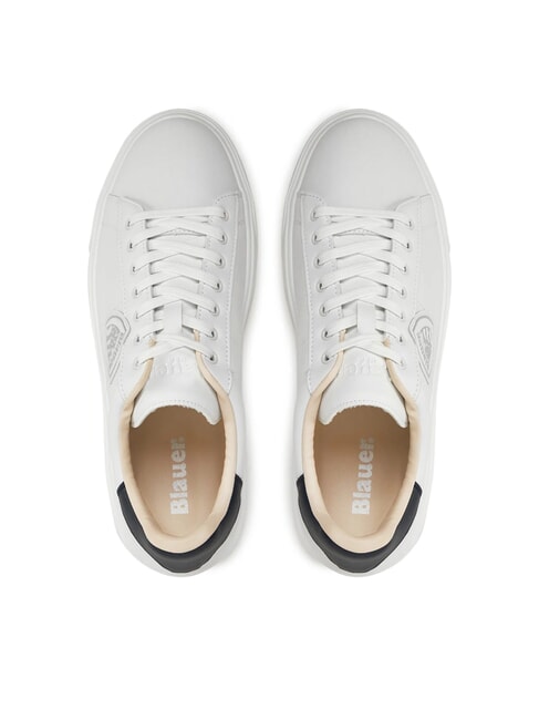 BUCK Baskets en cuir blanc/bleu marine - Chaussures Homme