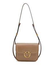 PINKO LOVE BOX Mini sac en nappa à rabat biscuit au gingembre-or antique - Sacs pour Femme - 4