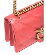 PINKO LOVE ONE MINI Mini sac en croûte de cuir corail. épicé-or antique - Sacs pour Femme - 3