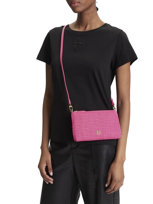 FLAT Pochette en raphia avec bandoulière ch-antique betterave d'or - Sacs pour Femme