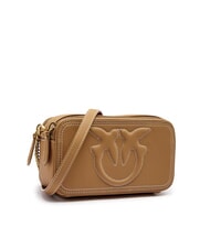 PINKO CARRIE Mini sac bandoulière, en cuir nougat-or antique - Sacs pour Femme - 2