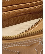 PINKO CARRIE Mini sac bandoulière, en cuir nougat-or antique - Sacs pour Femme - 7