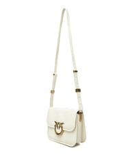 PINKO LOVE BOX Mini sac à bandoulière en cuir blanc de soie-or antique - Sacs pour Femme - 3
