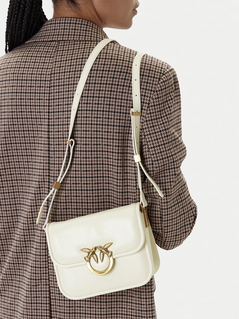 LOVE BOX Mini sac à bandoulière en cuir blanc de soie-or antique - Sacs pour Femme