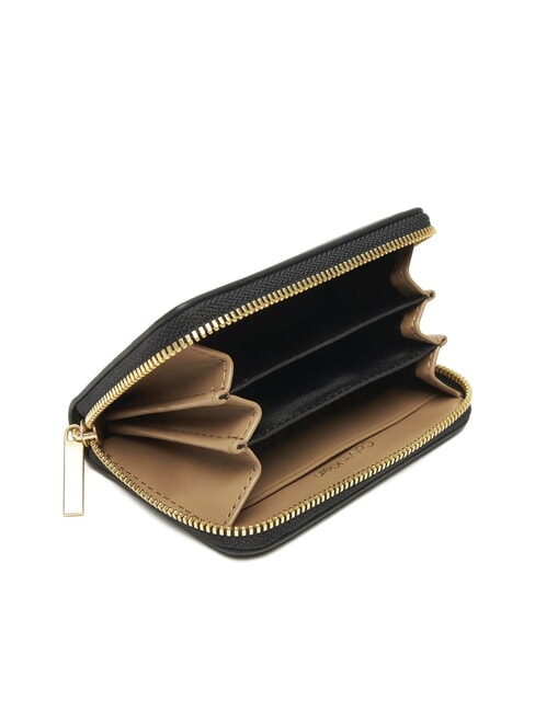 EMBOSSED LOGO Portefeuille moyen à fermeture éclair noix de coco noire/grillée - Portefeuilles Femme