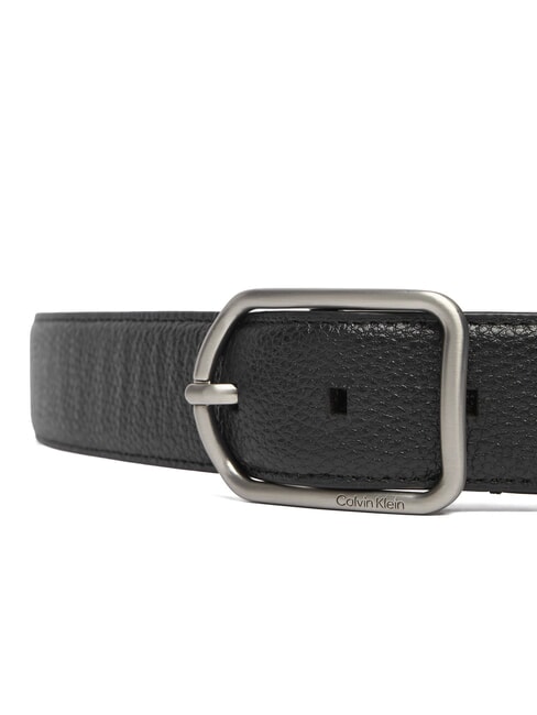 CLASSIC ROUND Ceinture en cuir martelé sur noir - Ceintures