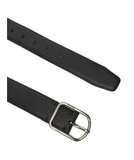 CALVIN KLEIN CLASSIC ROUND Ceinture en cuir martelé sur noir - Ceintures - 3