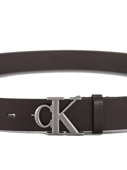 CK HARDWARE Ceinture en cuir ck marron fonc&eacute;/argent antique - Ceintures