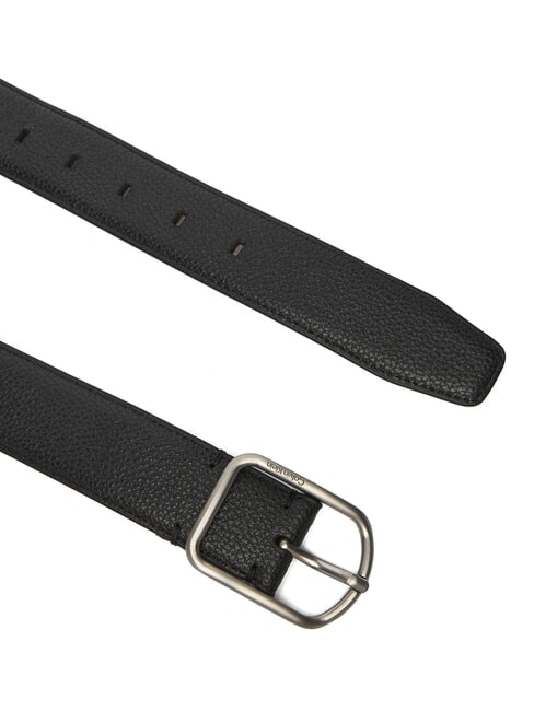 CLASSIC ROUND Ceinture en cuir martelé sur noir - Ceintures