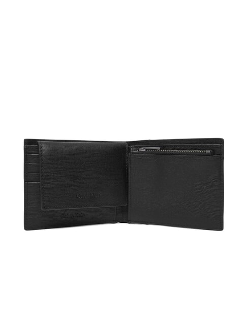 LOGO HARDWARE SAFFIANO Portefeuille en cuir avec rabat et porte-monnaie sur noir - Portefeuilles Homme