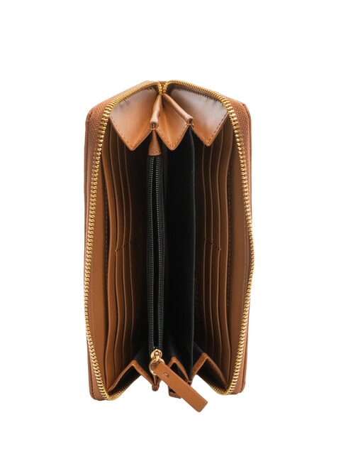 BIRDIE Grand portefeuille en cuir zippé brun - Portefeuilles Femme