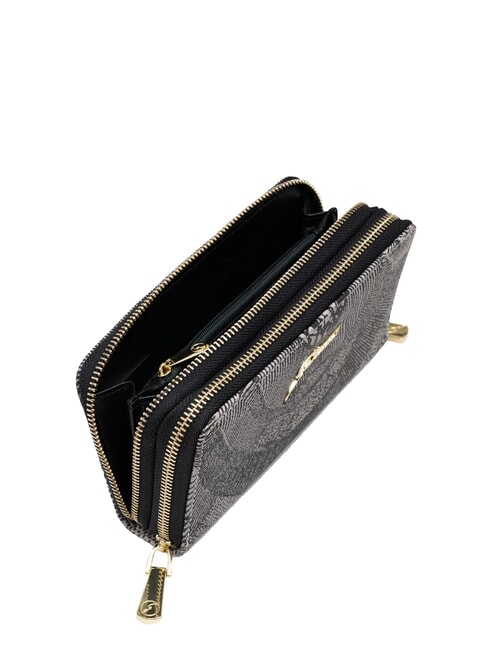 PLANETARIUM Grand portefeuille à double zip monochrome gris clair/noir - Portefeuilles Femme