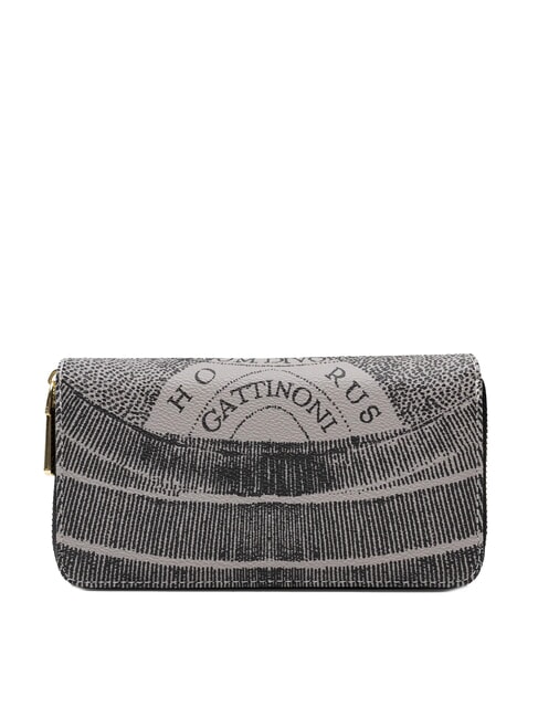 PLANETARIUM Grand portefeuille à double zip monochrome gris clair/noir - Portefeuilles Femme