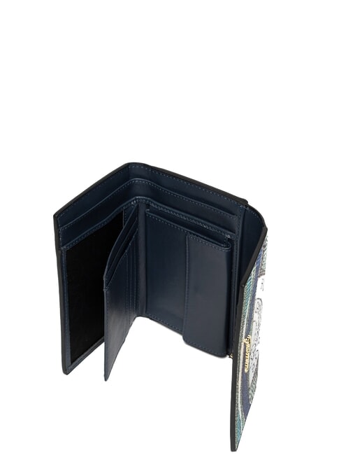 PLANETARIUM Portefeuille moyen à rabat aigue-marine/bleu marine - Portefeuilles Femme