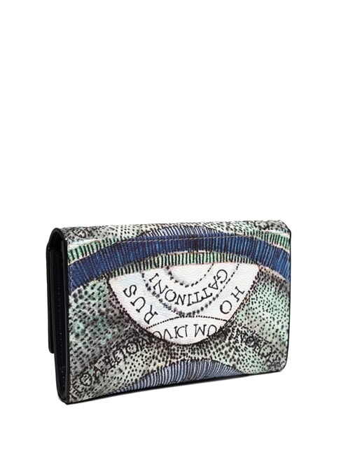 PLANETARIUM Portefeuille moyen à rabat aigue-marine/bleu marine - Portefeuilles Femme