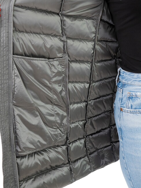 DELUXE Doudoune femme avec capuche en fourrure acier fonc&eacute;-acier fonc&eacute; - Doudounes femme