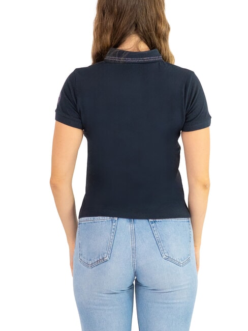 MONDAY Polo femme avec d&eacute;tails paillet&eacute;s, coupe slim bleu marine - chemise polo