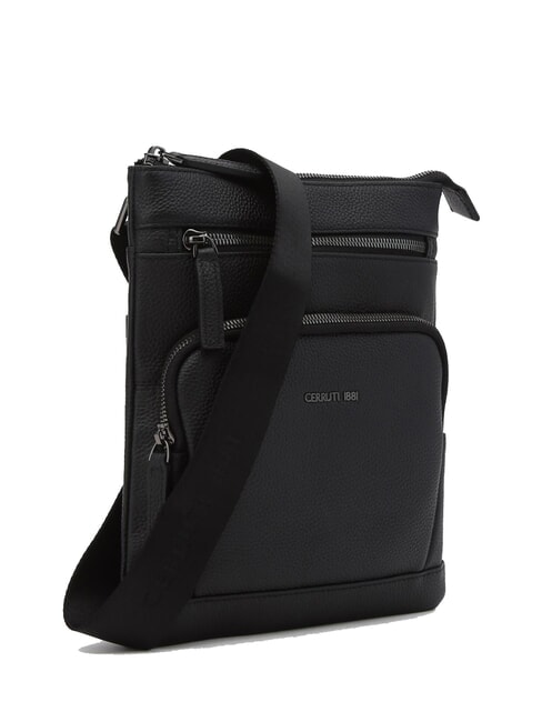 MADDOX Sac plat multi-poches en cuir noir - Sacs en Bandoulières pour Homme