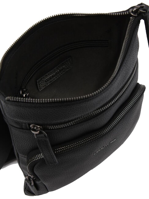 MADDOX Sac plat multi-poches en cuir noir - Sacs en Bandoulières pour Homme