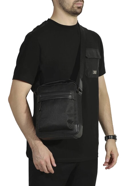 BRAD Sac en cuir et nylon noir - Sacs en Bandoulières pour Homme