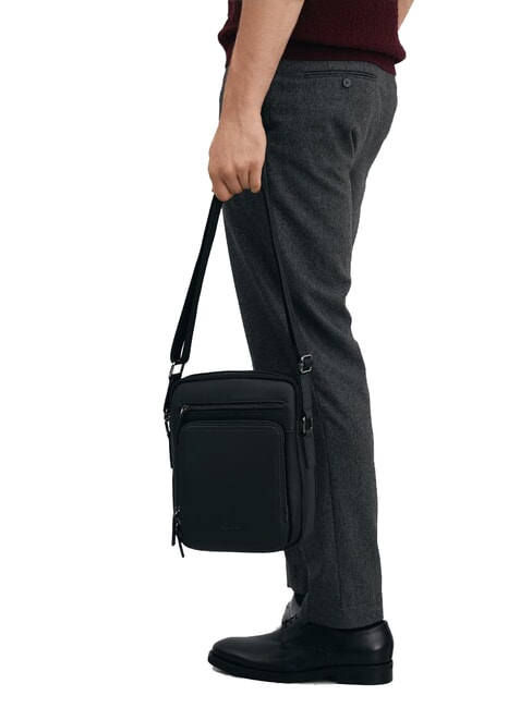 RORY Sac multi-poches en cuir lisse noir - Sacs en Bandoulières pour Homme