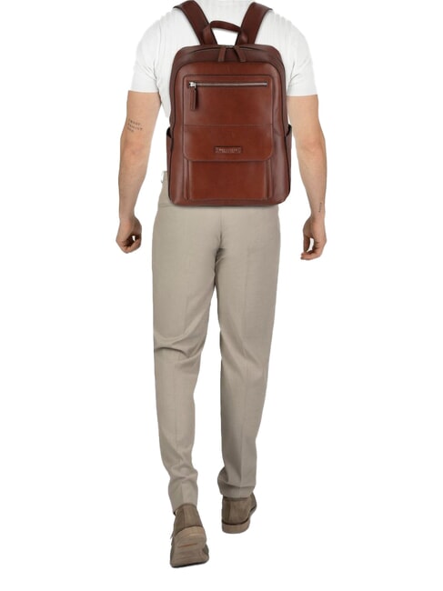 ALBERTO Sac à dos pour ordinateur portable 13 pouces, en cuir Marron / Palladium - Sacs à dos pour ordinateur portable