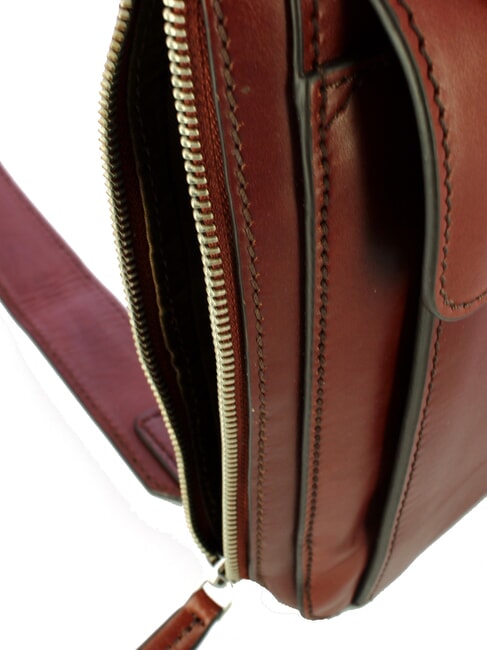 ALBERTO Sac à bandoulière en cuir Marron / Palladium - Sacs en Bandoulières pour Homme