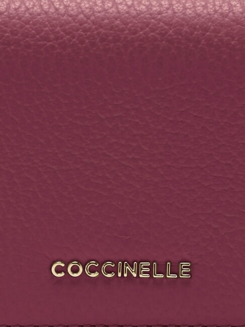 METALLIC SOFT Petit portefeuille en cuir sangria - Portefeuilles Femme