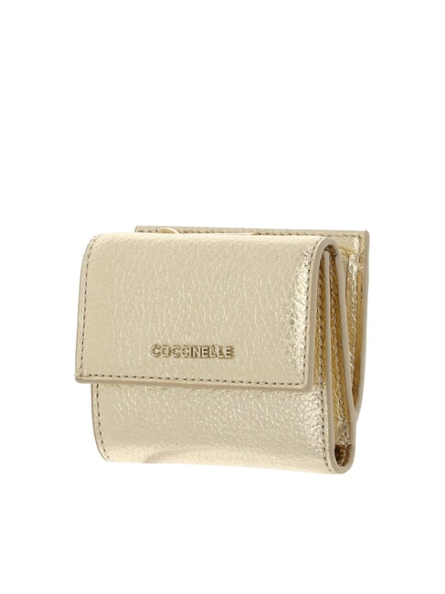 METALLIC SOFT Portefeuille en cuir grainé d'or - Portefeuilles Femme