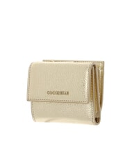 COCCINELLE METALLIC SOFT Portefeuille en cuir grainé d'or - Portefeuilles Femme - 4