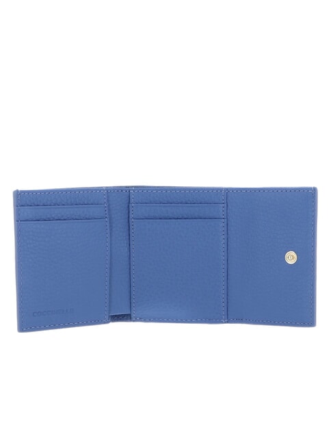 METALLIC SOFT Portefeuille en cuir grainé bleu - Portefeuilles Femme