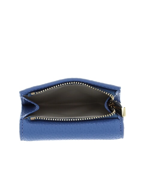METALLIC SOFT Portefeuille en cuir grainé bleu - Portefeuilles Femme