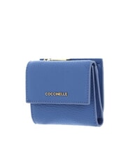 COCCINELLE METALLIC SOFT Portefeuille en cuir grainé bleu - Portefeuilles Femme - 4