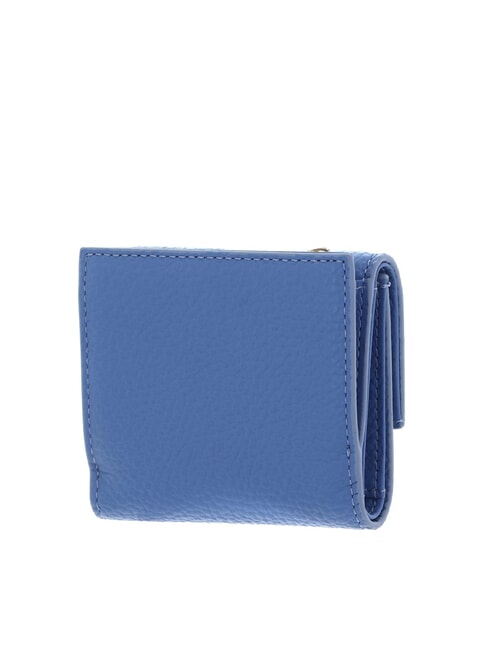 METALLIC SOFT Portefeuille en cuir grainé bleu - Portefeuilles Femme
