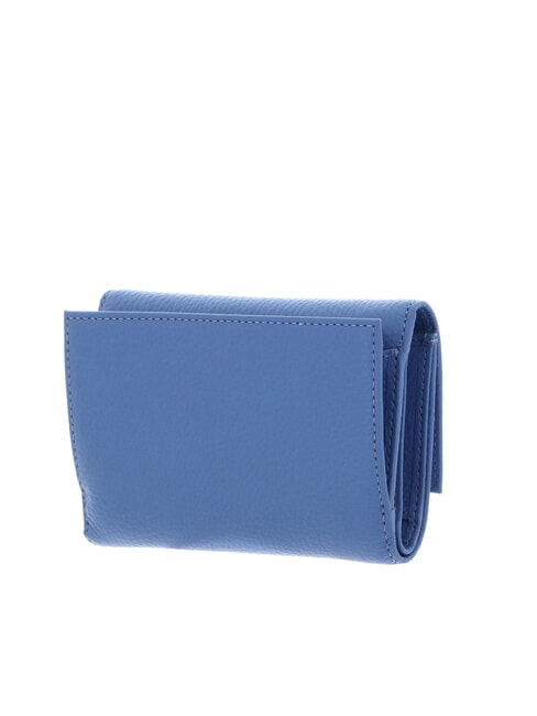 METALLIC SOFT Portefeuille &agrave; deux volets en cuir martel&eacute; bleu - Portefeuilles Femme
