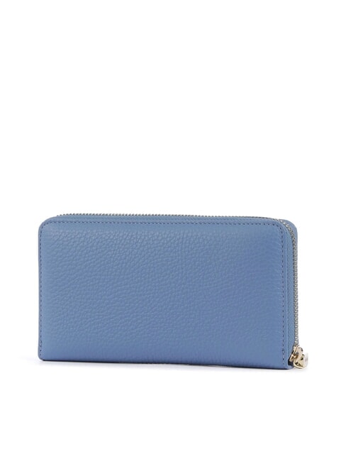 METALLIC SOFT Portefeuille zipp&eacute; en cuir textur&eacute; bleu - Portefeuilles Femme