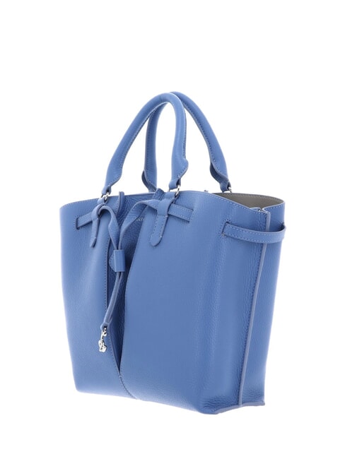 FLORES Petit sac fourre-tout en cuir martel&eacute; bleu - Sacs pour Femme