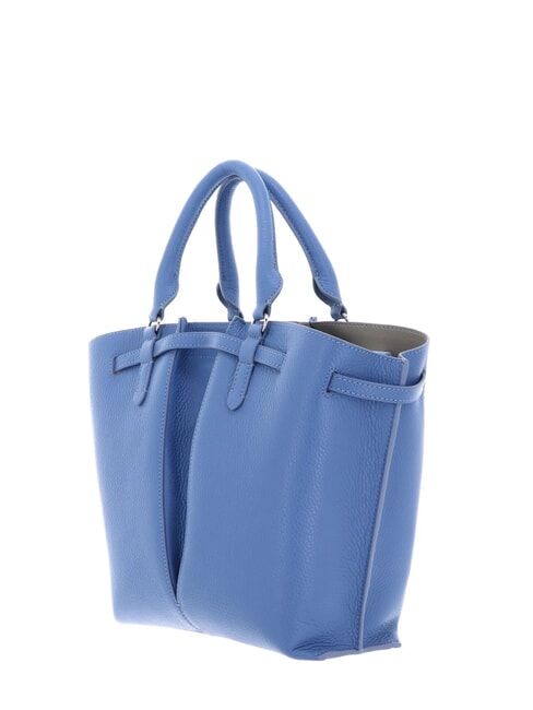 FLORES Petit sac fourre-tout en cuir martel&eacute; bleu - Sacs pour Femme