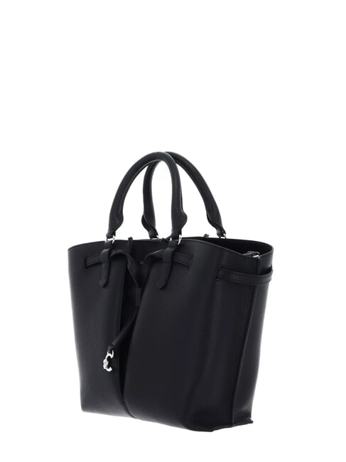 FLORES Petit sac fourre-tout en cuir martel&eacute; Noir - Sacs pour Femme