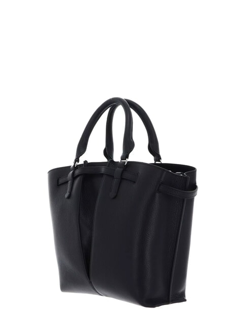 FLORES Petit sac fourre-tout en cuir martel&eacute; Noir - Sacs pour Femme