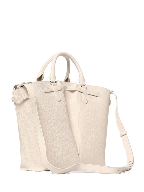FLORES Sac fourre-tout moyen en cuir martel&eacute; blanc - Sacs pour Femme