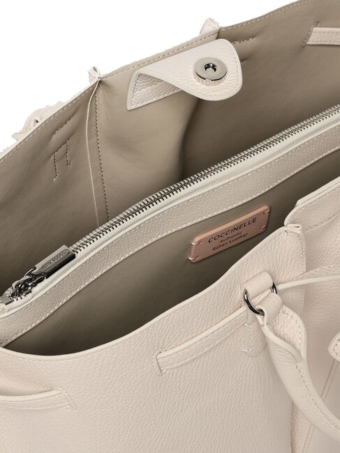 FLORES Sac fourre-tout moyen en cuir martel&eacute; blanc - Sacs pour Femme