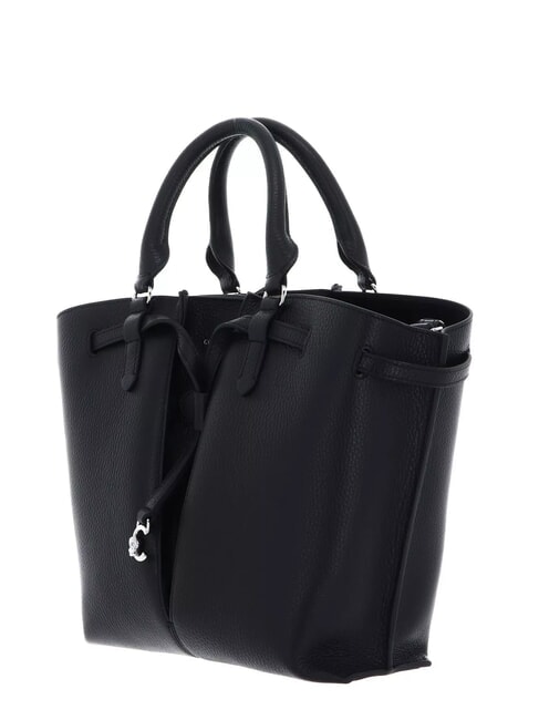FLORES Sac fourre-tout moyen en cuir martel&eacute; Noir - Sacs pour Femme