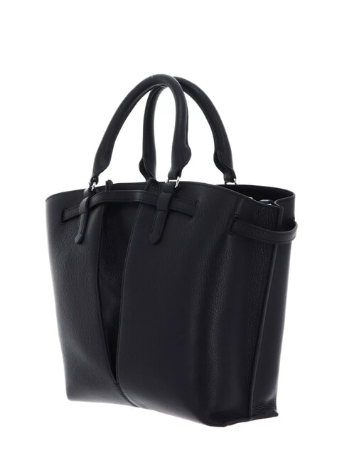 FLORES Sac fourre-tout moyen en cuir martel&eacute; Noir - Sacs pour Femme