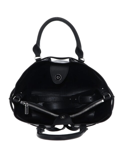 FLORES Sac fourre-tout moyen en cuir martel&eacute; Noir - Sacs pour Femme