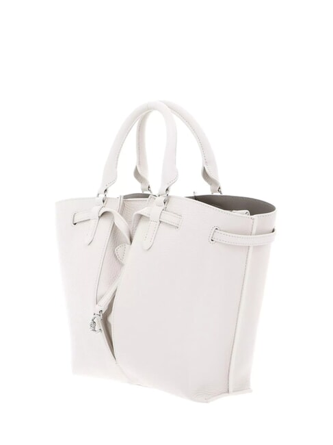 FLORES Petit sac fourre-tout en cuir martel&eacute; blanc - Sacs pour Femme
