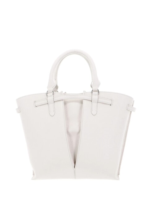 FLORES Petit sac fourre-tout en cuir martel&eacute; blanc - Sacs pour Femme