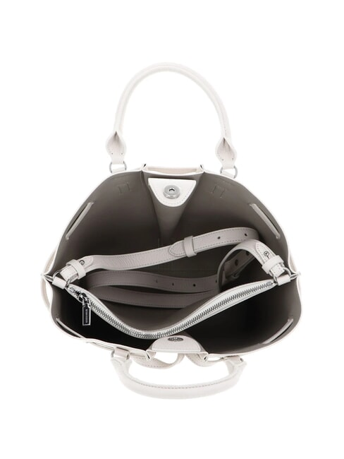 FLORES Petit sac fourre-tout en cuir martel&eacute; blanc - Sacs pour Femme