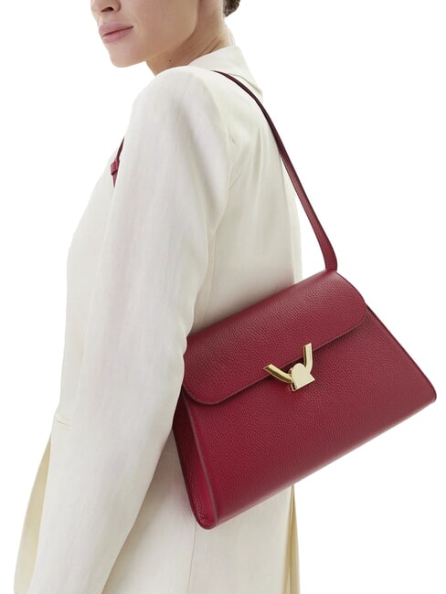 DEW Sac bandoulière moyen en cuir martelé sangria - Sacs pour Femme